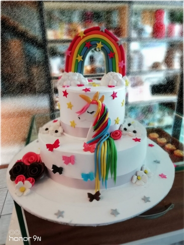 UNICORN WITH  RAINBOW CAKE