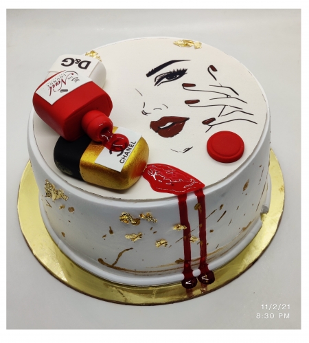 MAKE UP THEME CAKE WITH GIRL IMAGE