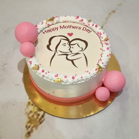 MOTHER'S DAY CAKE WITH BUTTERFLY AND GOLDEN BALLS