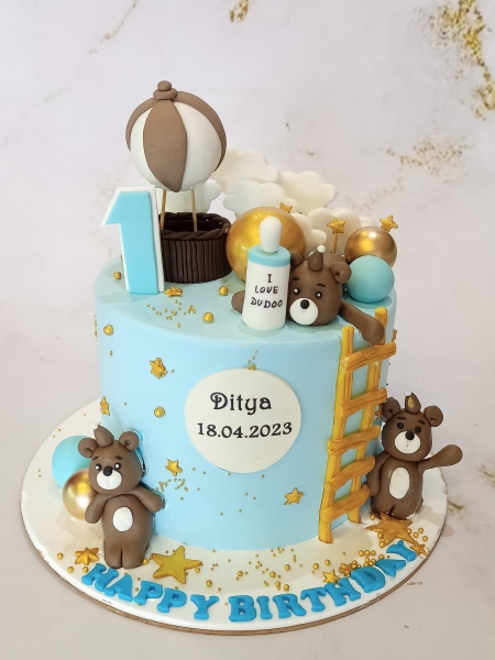 FIRST BIRTHDAY TEDDY THEME CAKE 